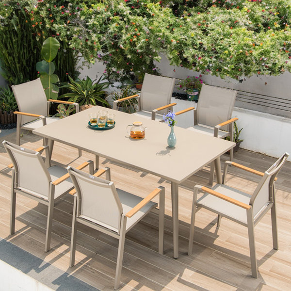 Wildon Home® Papillion Rectangular 6 Person Outdoor Dining Set Wayfair